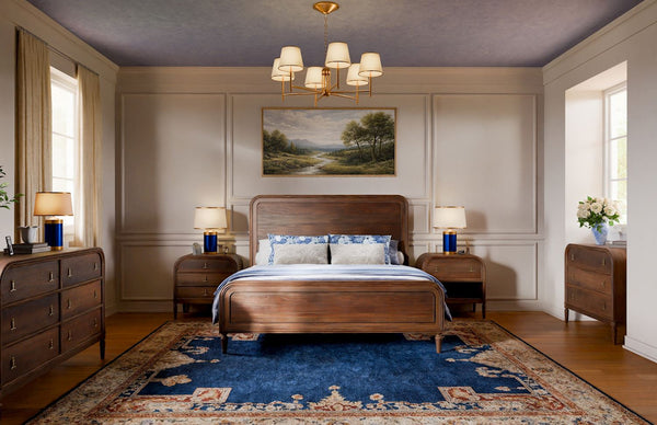 Langford Wooden Bed King-Blue Hand Home