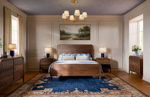 Langford Wooden Bed Queen-Blue Hand Home