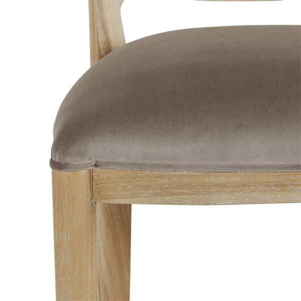Laurna Counter Stool w/ Upholstered Seat & Rattan Back - Teak-Blue Hand Home