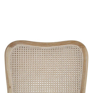 Laurna Counter Stool w/ Upholstered Seat & Rattan Back - Teak-Blue Hand Home