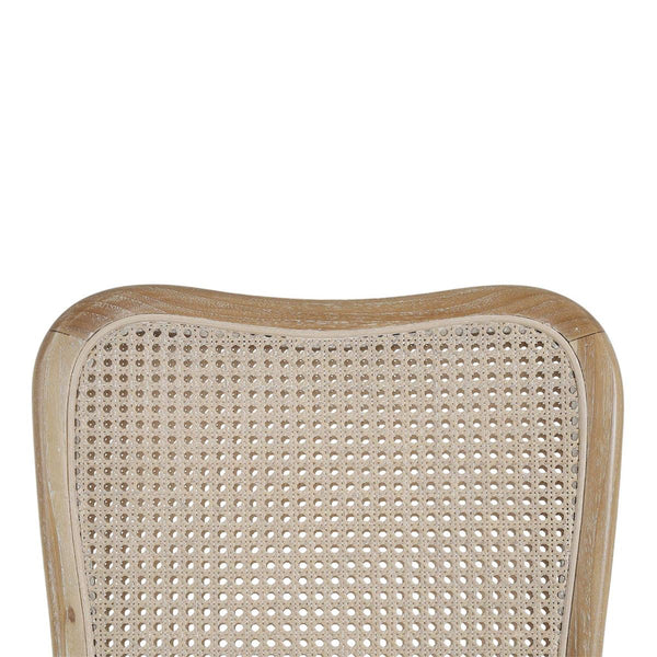 Laurna Counter Stool w/ Upholstered Seat & Rattan Back - Teak-Blue Hand Home