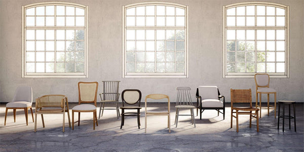Laurna Dining Chair w/ Upholstered Seat & Rattan Back - Teak-Blue Hand Home