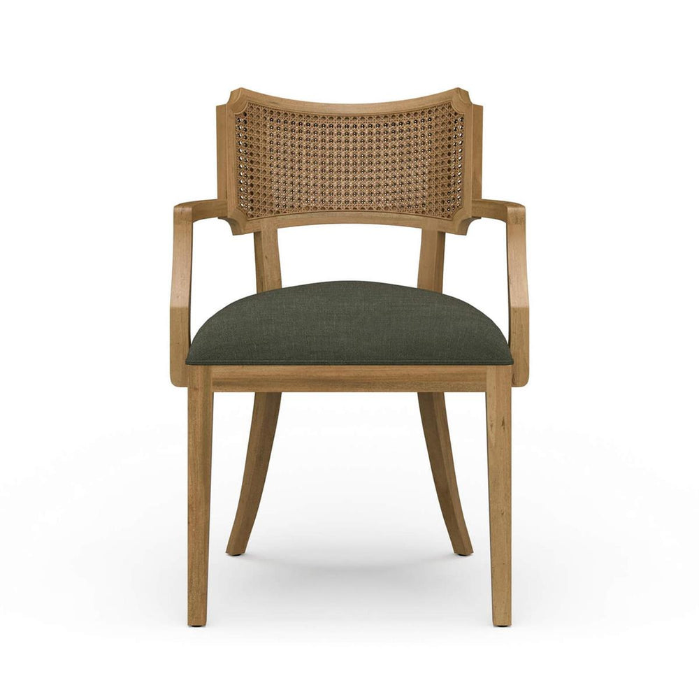 Linea Dining Chair with Arms and Rattan Back-Blue Hand Home