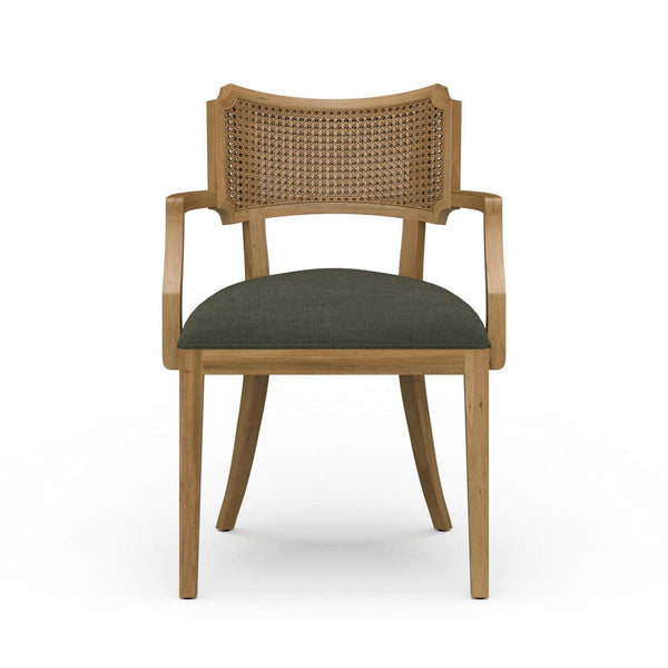 Linea Dining Chair with Arms and Rattan Back-Blue Hand Home
