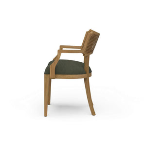 Linea Dining Chair with Arms and Rattan Back-Blue Hand Home