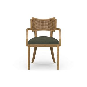 Linea Dining Chair with Arms and Rattan Back-Blue Hand Home