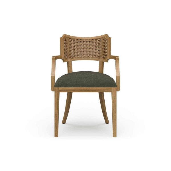 Linea Dining Chair with Arms and Rattan Back-Blue Hand Home