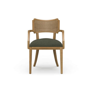 Linea Dining Chair with Arms and Rattan Back-Blue Hand Home