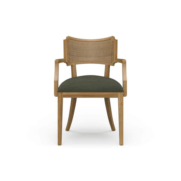 Linea Dining Chair with Arms and Rattan Back-Blue Hand Home