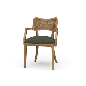 Linea Dining Chair with Arms and Rattan Back-Blue Hand Home