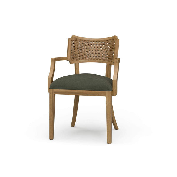 Linea Dining Chair with Arms and Rattan Back-Blue Hand Home