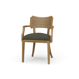 Linea Dining Chair with Arms and Rattan Back-Blue Hand Home