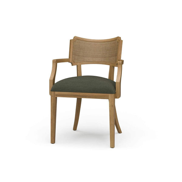 Linea Dining Chair with Arms and Rattan Back-Blue Hand Home
