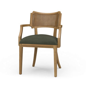 Linea Dining Chair with Arms and Rattan Back-Blue Hand Home