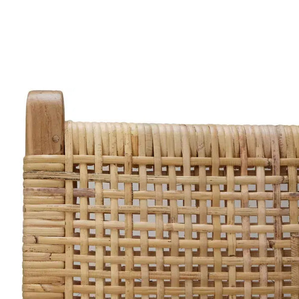 Bramble Logan Barstool W/ Rattan In Teak Natural Finish W/ Rattan Natural Seat & Back-Bramble-Blue Hand Home