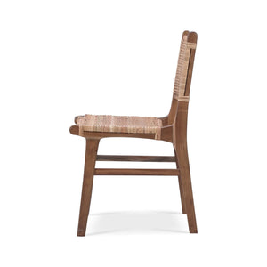 Bramble Logan Teak Dining Chair In Teak Natural Finish W/ Rattan Natural Seat & Back-Bramble-Blue Hand Home