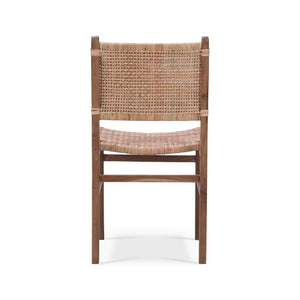 Bramble Logan Teak Dining Chair In Teak Natural Finish W/ Rattan Natural Seat & Back-Bramble-Blue Hand Home