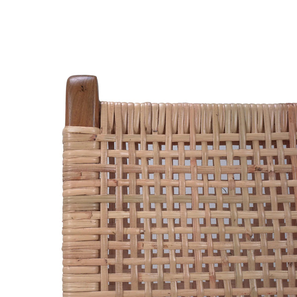 Bramble Logan Teak Dining Chair In Teak Natural Finish W/ Rattan Natural Seat & Back-Bramble-Blue Hand Home
