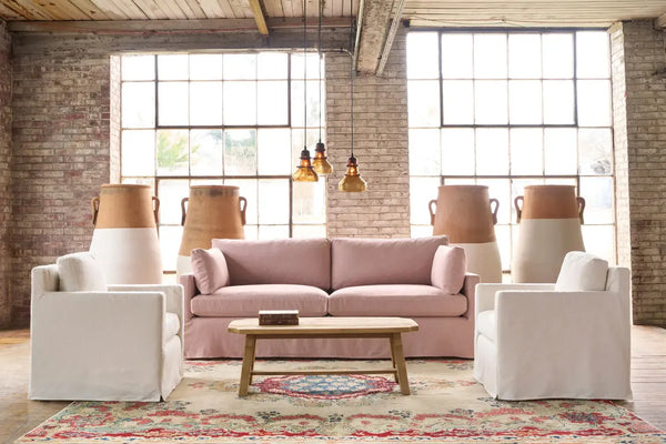 Essentials Louis 90" Sofa-Blue Hand Home