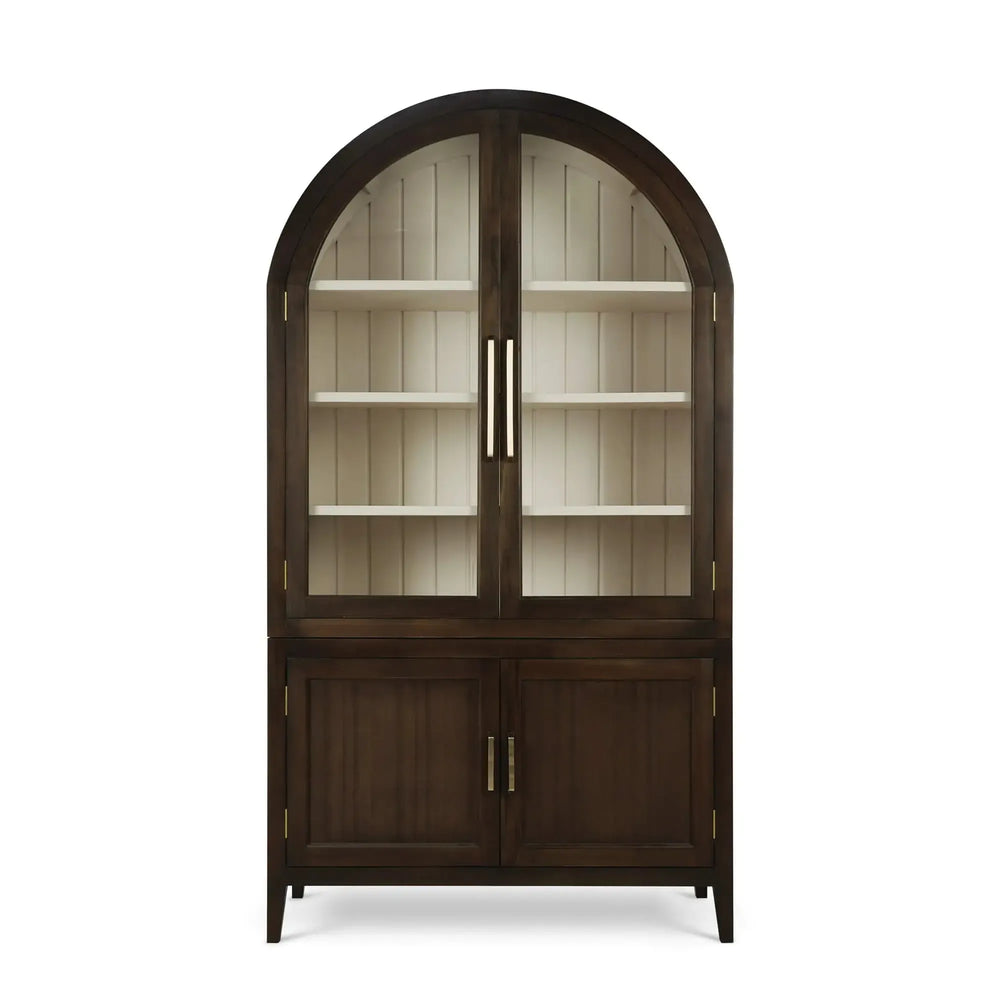 Bramble Lumina Glass Cabinet In Walnut W/ Putty Interior-Bramble-Blue Hand Home