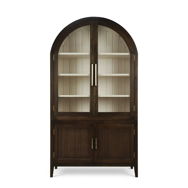 Bramble Lumina Glass Cabinet In Walnut W/ Putty Interior-Bramble-Blue Hand Home
