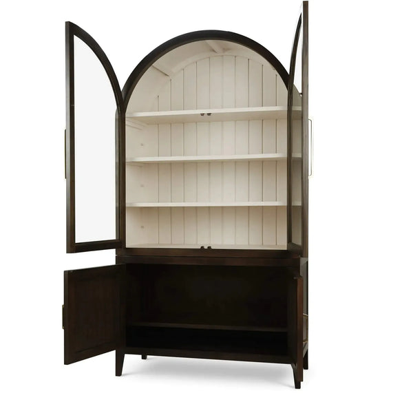 Bramble Lumina Glass Cabinet In Walnut W/ Putty Interior-Bramble-Blue Hand Home