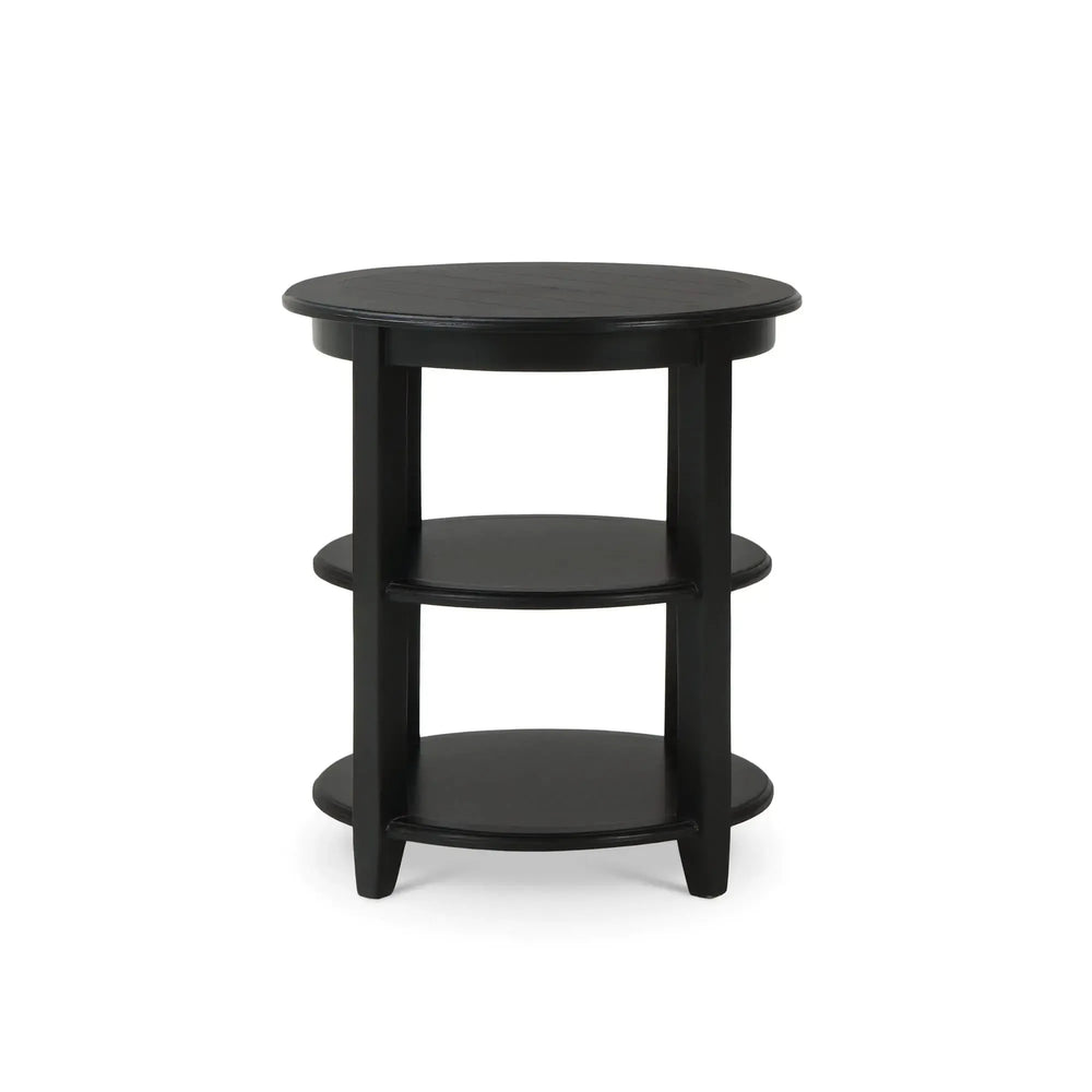 Bramble Luna Round 3 Tier Side Table In Batavia Black-Bramble-Blue Hand Home