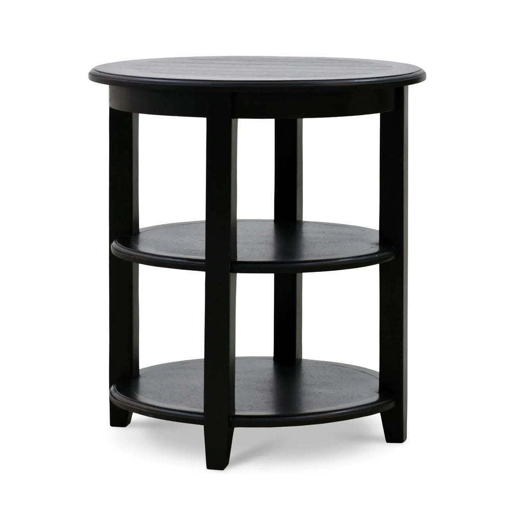 Bramble Luna Round 3 Tier Side Table In Batavia Black-Bramble-Blue Hand Home