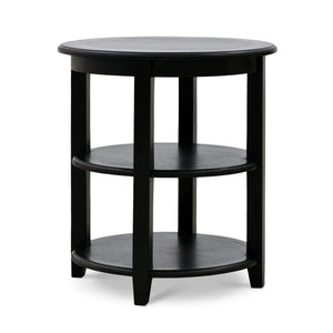 Bramble Luna Round 3 Tier Side Table In Batavia Black-Bramble-Blue Hand Home