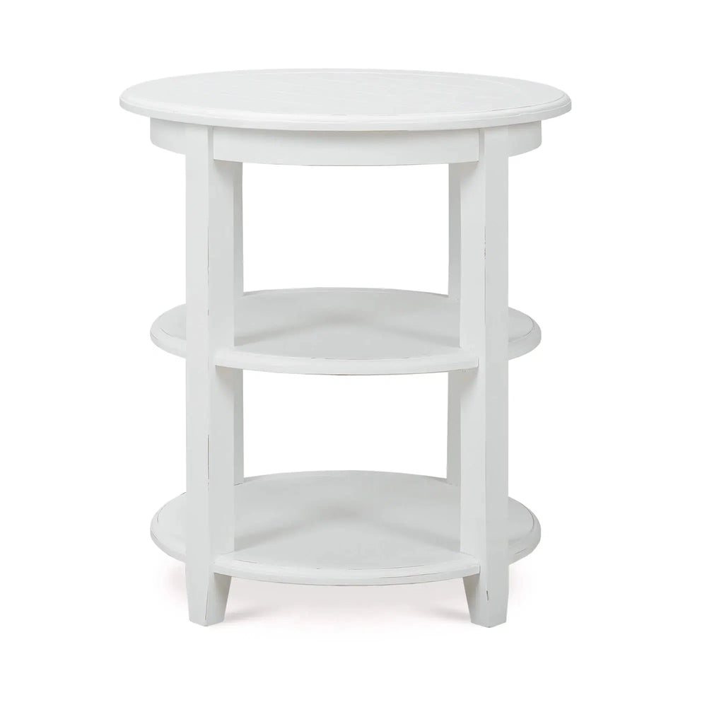 Bramble Luna Round 3 Tier Side Table in Architectural White-Bramble-Blue Hand Home