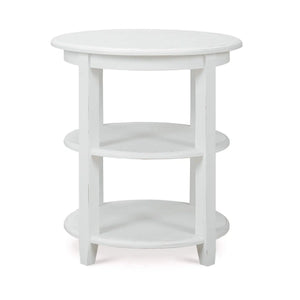 Bramble Luna Round 3 Tier Side Table in Architectural White-Bramble-Blue Hand Home