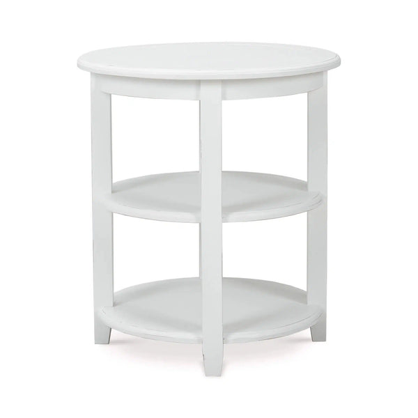 Bramble Luna Round 3 Tier Side Table in Architectural White-Bramble-Blue Hand Home