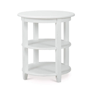 Bramble Luna Round 3 Tier Side Table in Architectural White-Bramble-Blue Hand Home