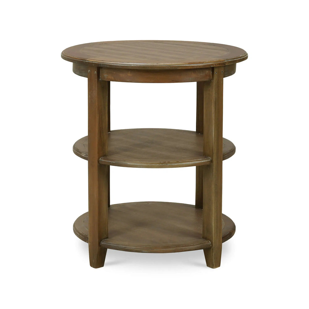Bramble Luna Round 3 Tier Side Table In Straw Wash-Bramble-Blue Hand Home