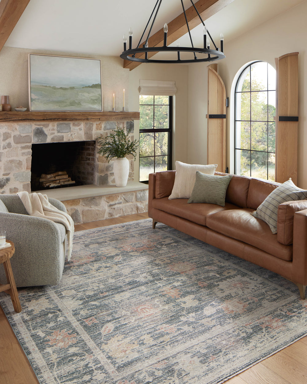 Magnolia Home by Joanna Gaines x Loloi Millie Rug - Blue / Multi-Blue Hand Home
