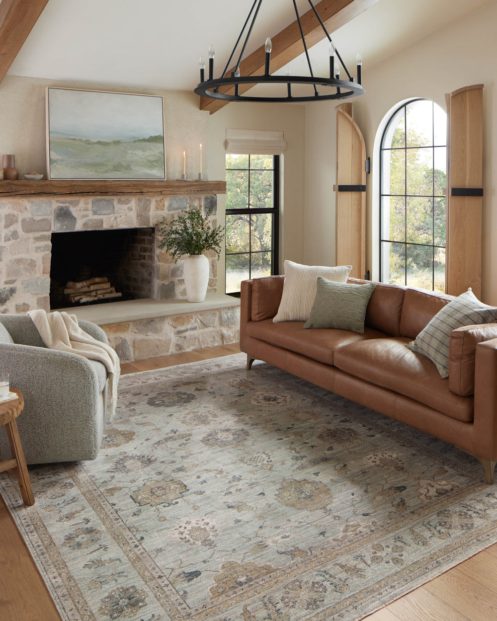 Magnolia Home by Joanna Gaines x Loloi Millie Rug - Sky / Gold-Blue Hand Home