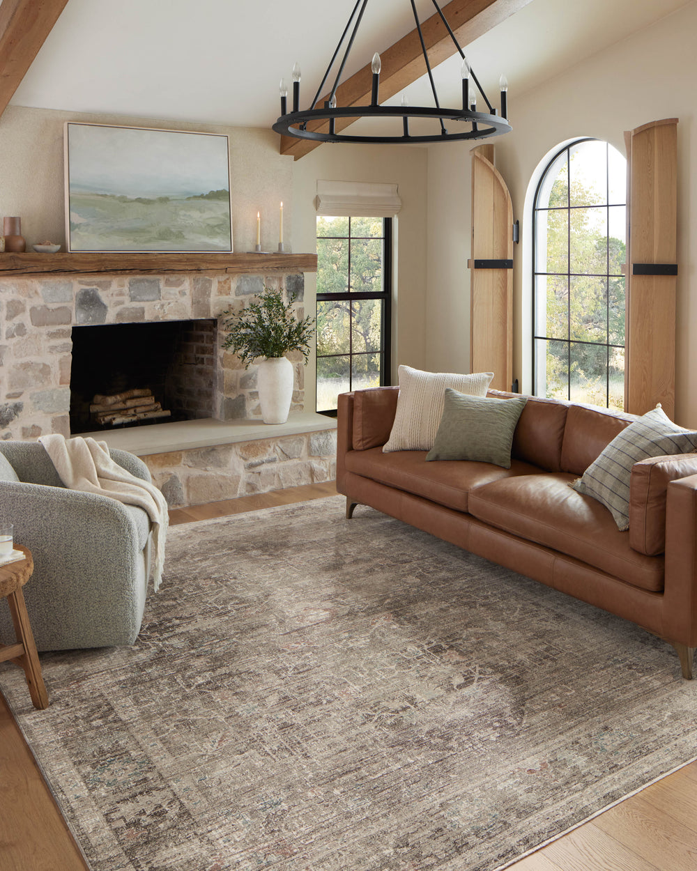 Magnolia Home by Joanna Gaines x Loloi Millie Rug - Charcoal / Dove-Blue Hand Home