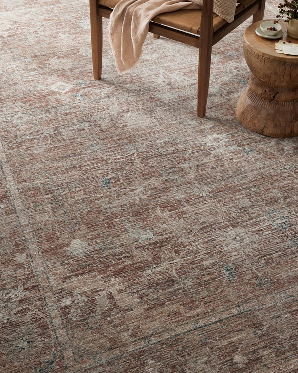 Magnolia Home by Joanna Gaines x Loloi Millie Rug - Brick / Fog-Blue Hand Home