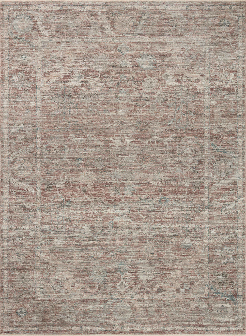 Magnolia Home by Joanna Gaines x Loloi Millie Rug - Brick / Fog-Blue Hand Home