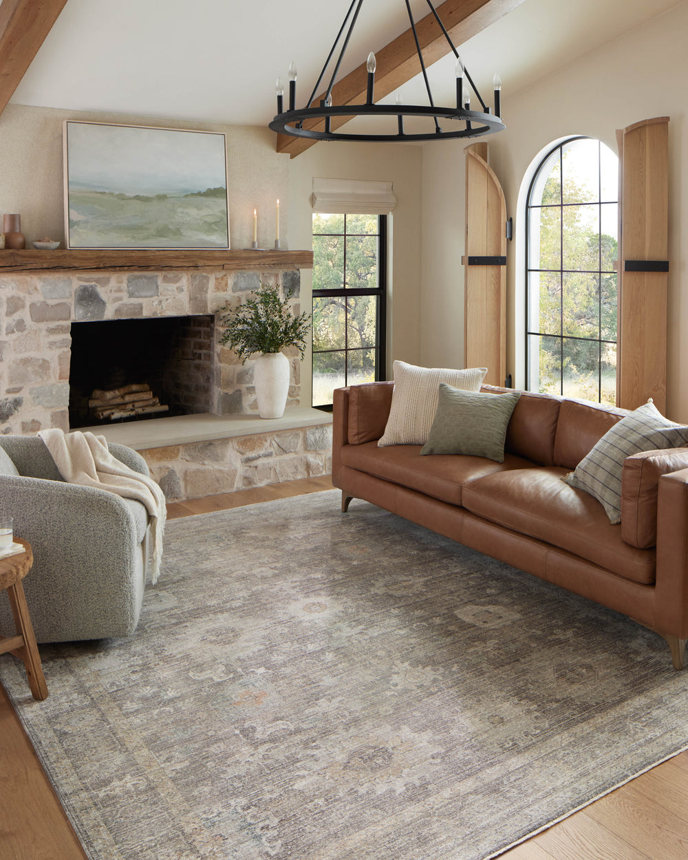 Magnolia Home by Joanna Gaines x Loloi Millie Rug - Stone / Natural-Blue Hand Home
