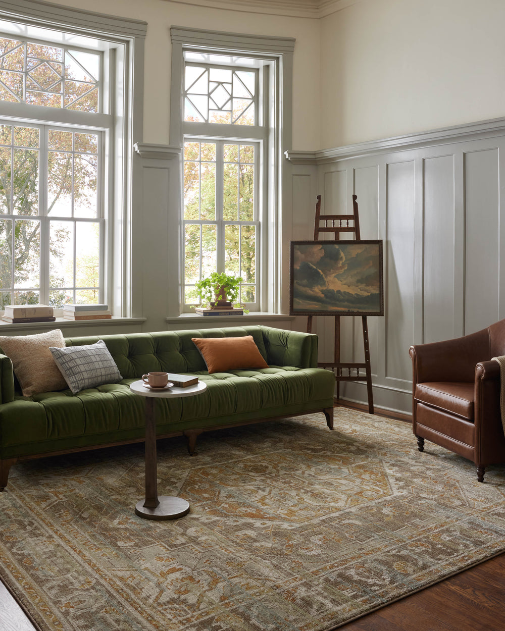 Magnolia Home by Joanna Gaines x Loloi Mona Rug - Bark / Sunrise-Blue Hand Home