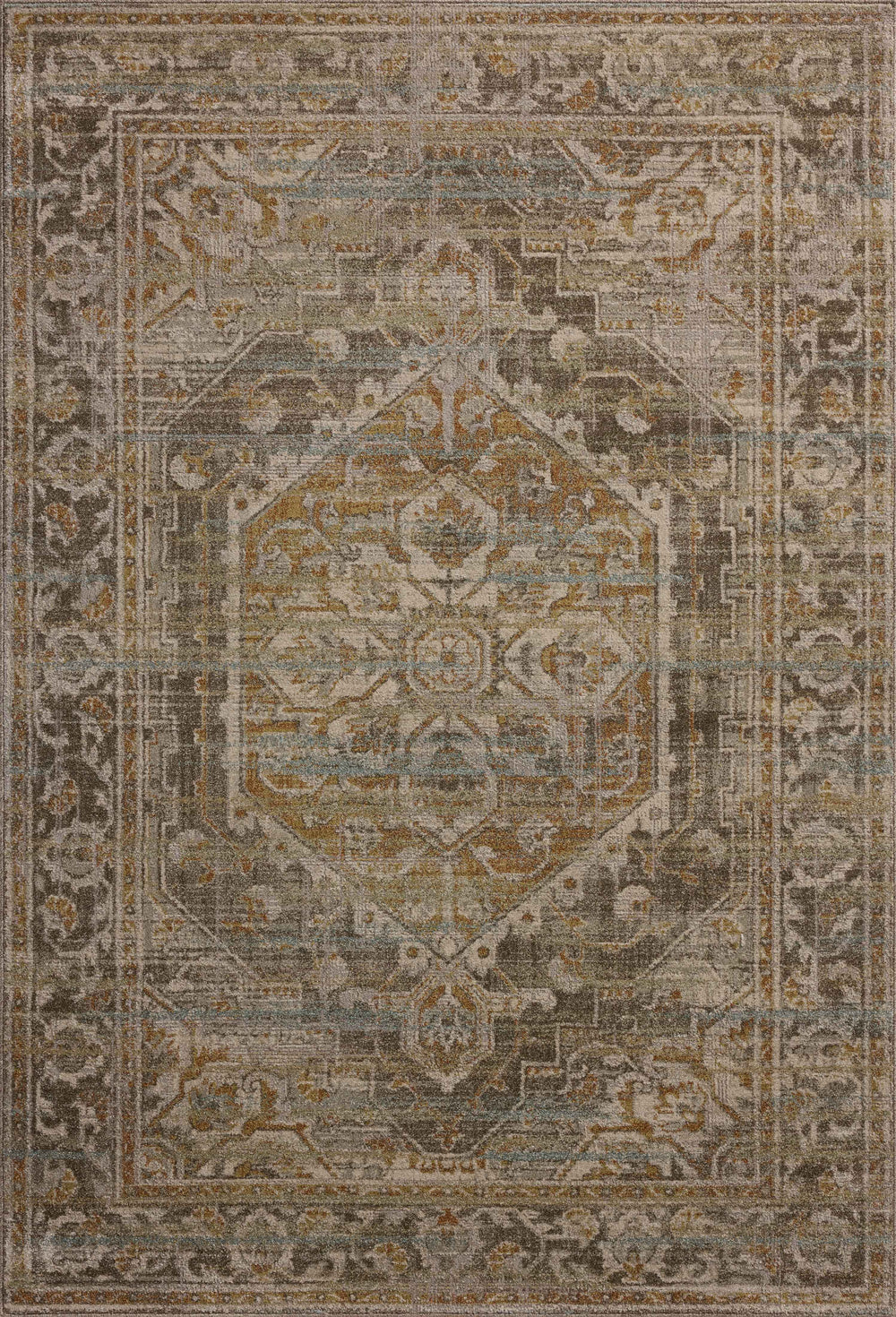 Magnolia Home by Joanna Gaines x Loloi Mona Rug - Bark / Sunrise-Blue Hand Home