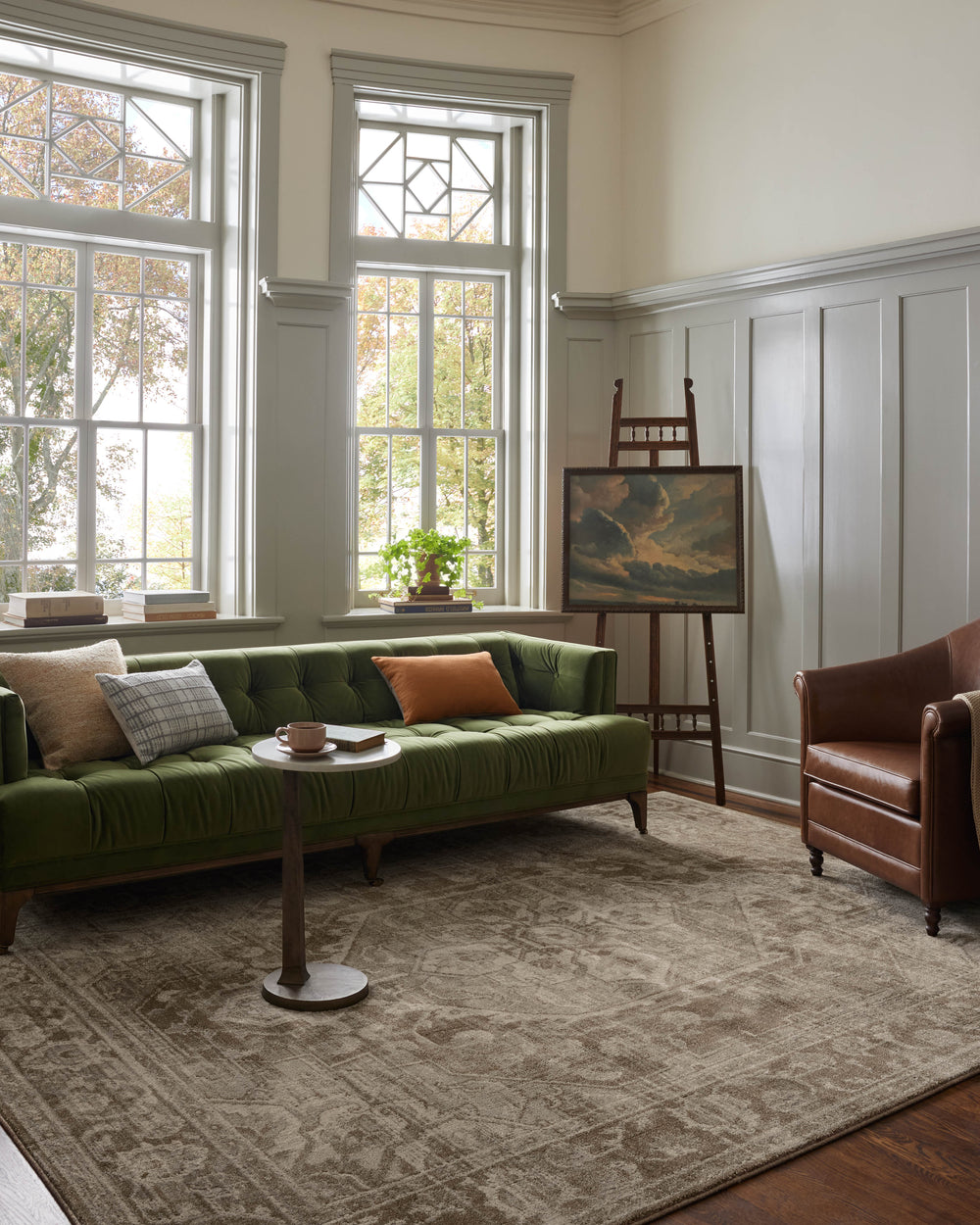 Magnolia Home by Joanna Gaines x Loloi Mona Rug - Cocoa / Stone-Blue Hand Home