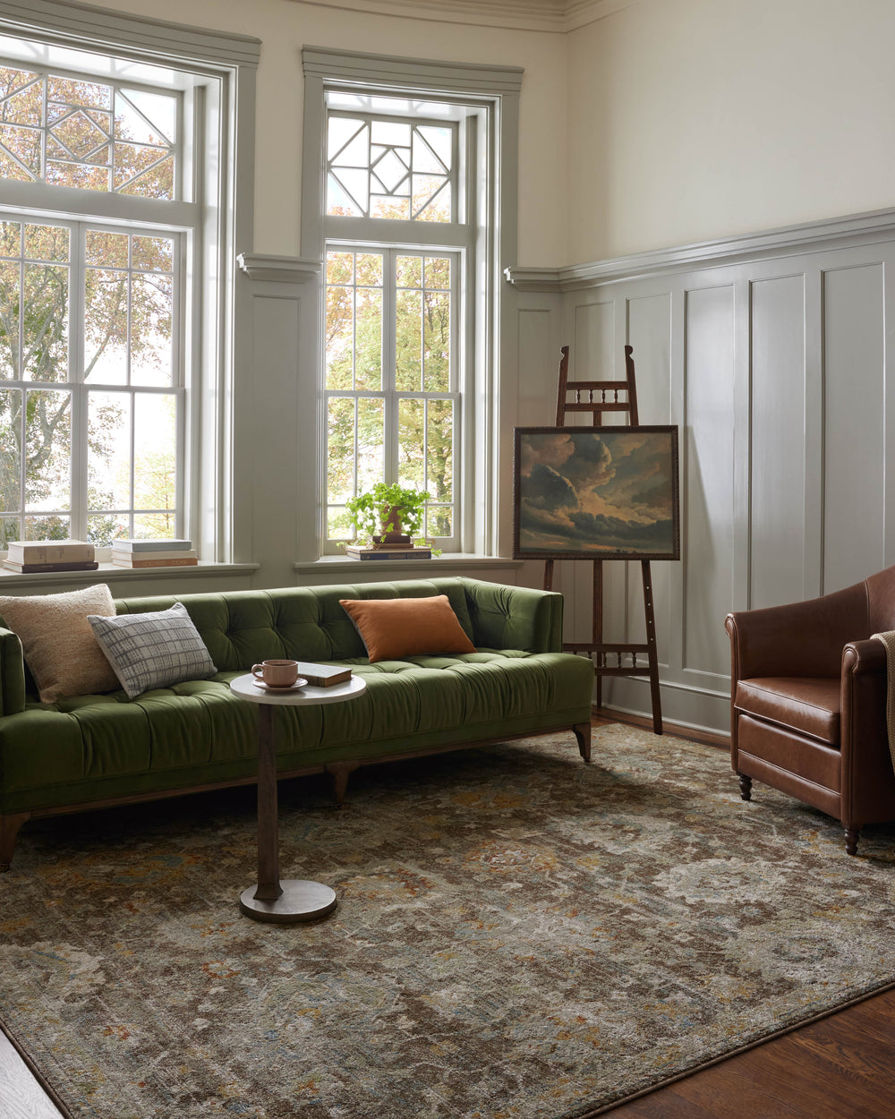 Magnolia Home by Joanna Gaines x Loloi Mona Rug - Bark / Multi-Blue Hand Home