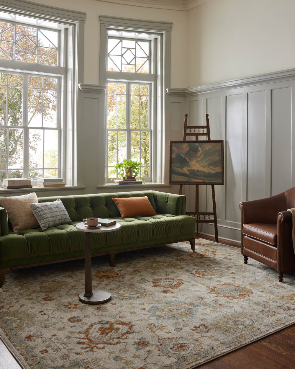 Magnolia Home by Joanna Gaines x Loloi Mona Rug - Oatmeal / Multi-Blue Hand Home