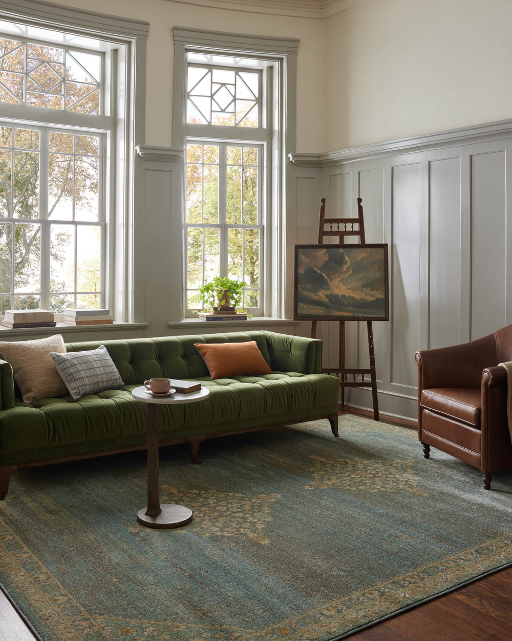 Magnolia Home by Joanna Gaines x Loloi Mona Rug - Aqua / Wheat-Blue Hand Home
