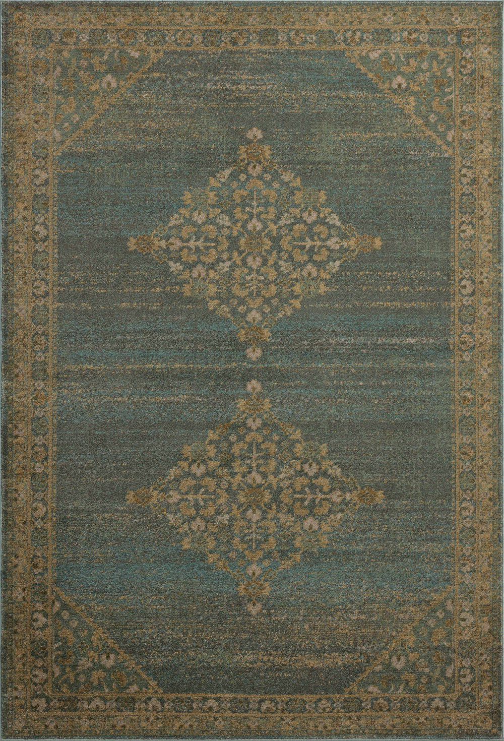Magnolia Home by Joanna Gaines x Loloi Mona Rug - Aqua / Wheat-Blue Hand Home