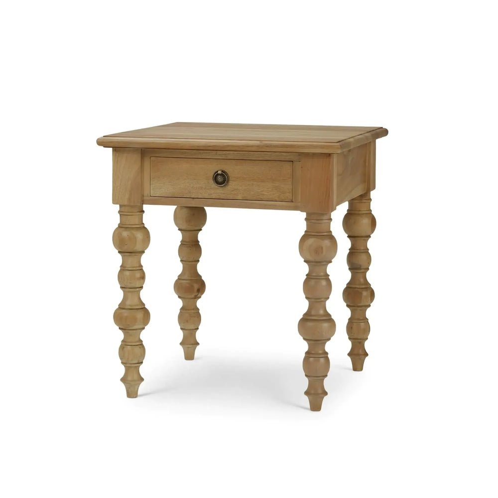 Bramble Madison 1 Drawer End Table In Fruitwood-Bramble-Blue Hand Home