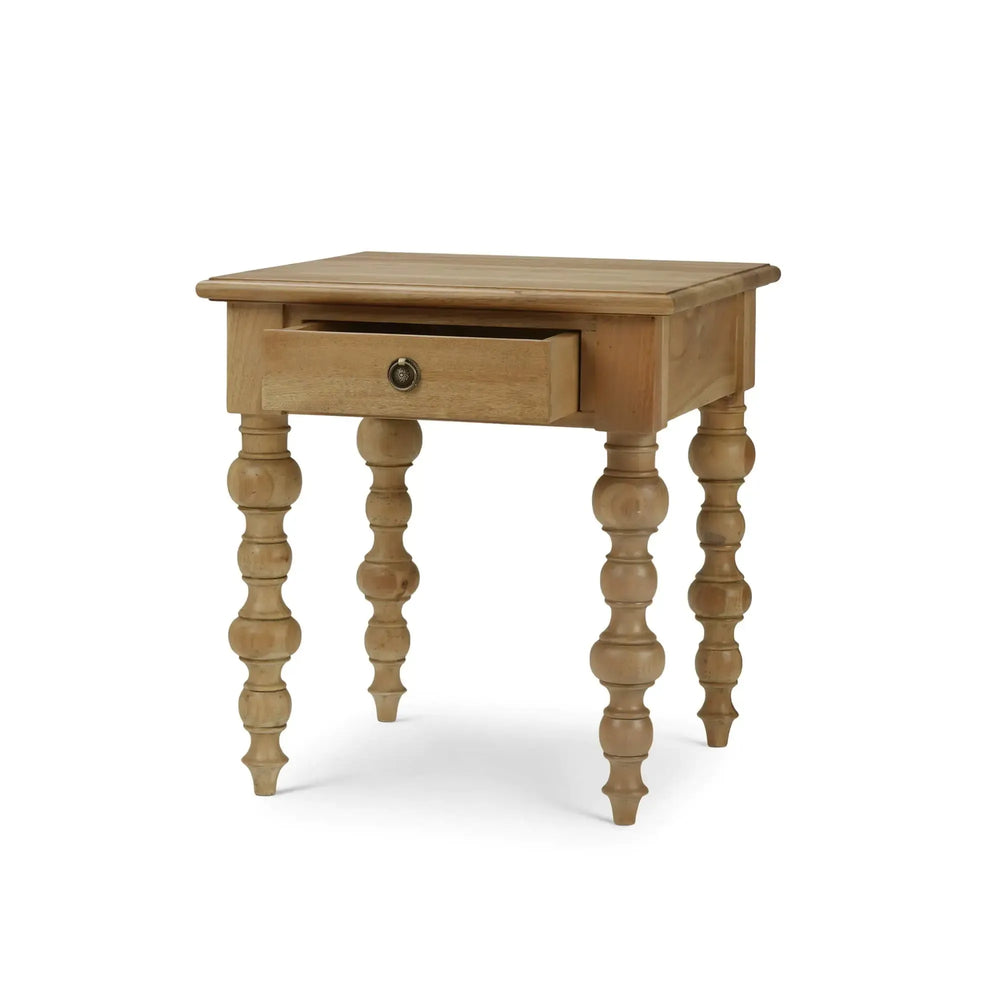 Bramble Madison 1 Drawer End Table In Fruitwood-Bramble-Blue Hand Home