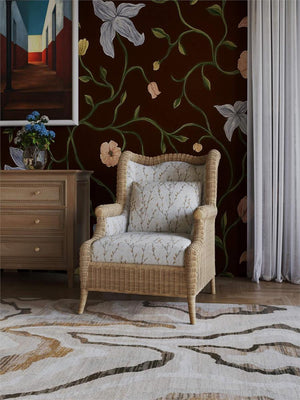 Marina Rattan Chair Handcrafted Solid Hardwood and Natural Rattan Furniture-Blue Hand Home